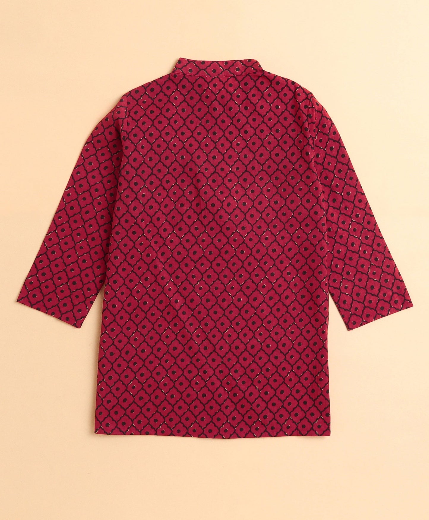The Magic Wand Cotton Hand Block Printed Full Sleeves Kurta with Pyjama Set - Pink