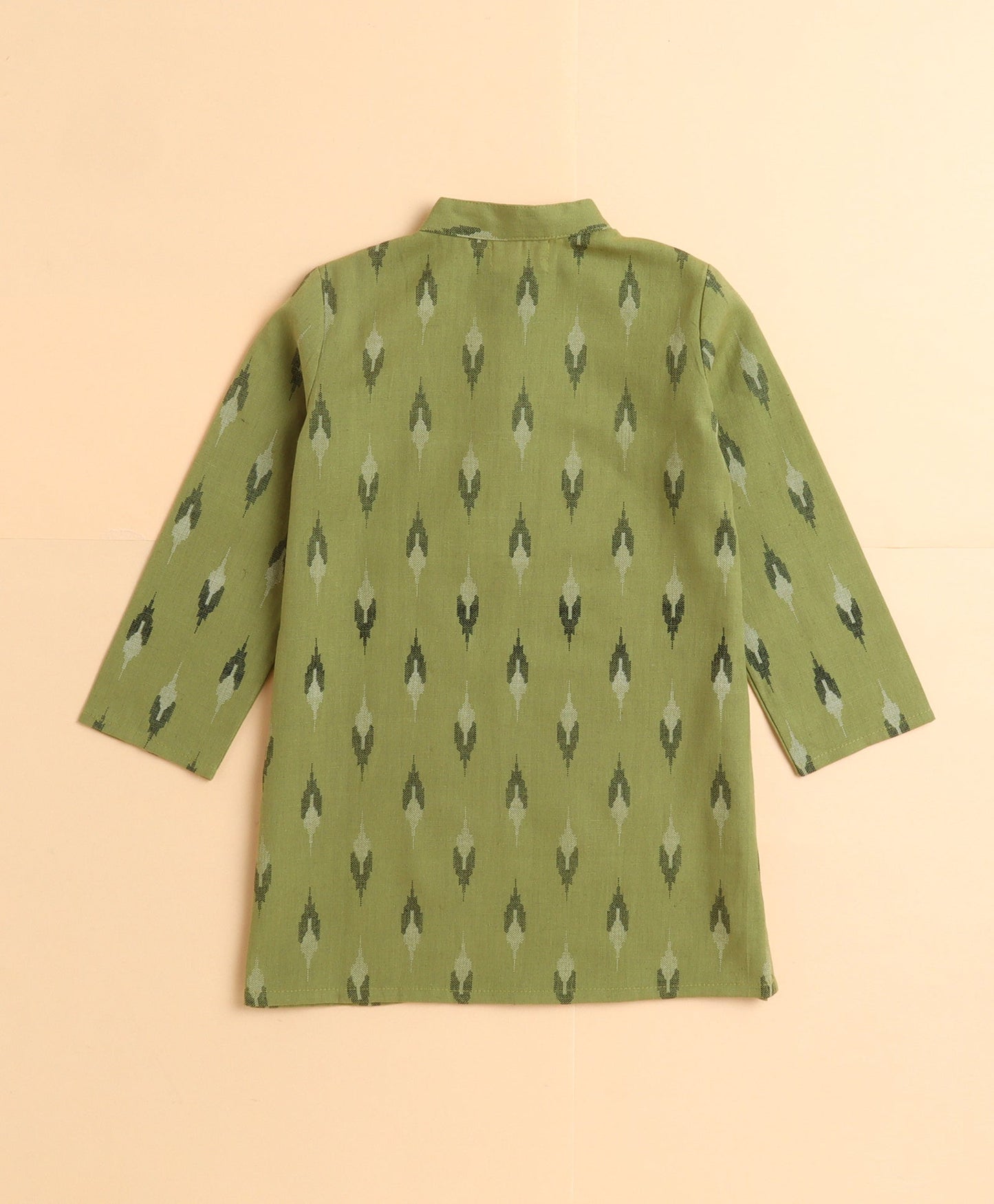 The Magic Wand Cotton Ikat Printed Full Sleeves  Kurta with Pyjama Set - Green