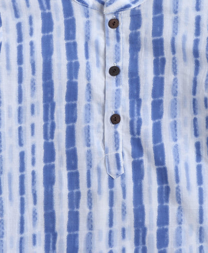 The Magic Wand Cotton Woven Full Sleeves Stripes Printed Kurta & Pyjama Set - Blue