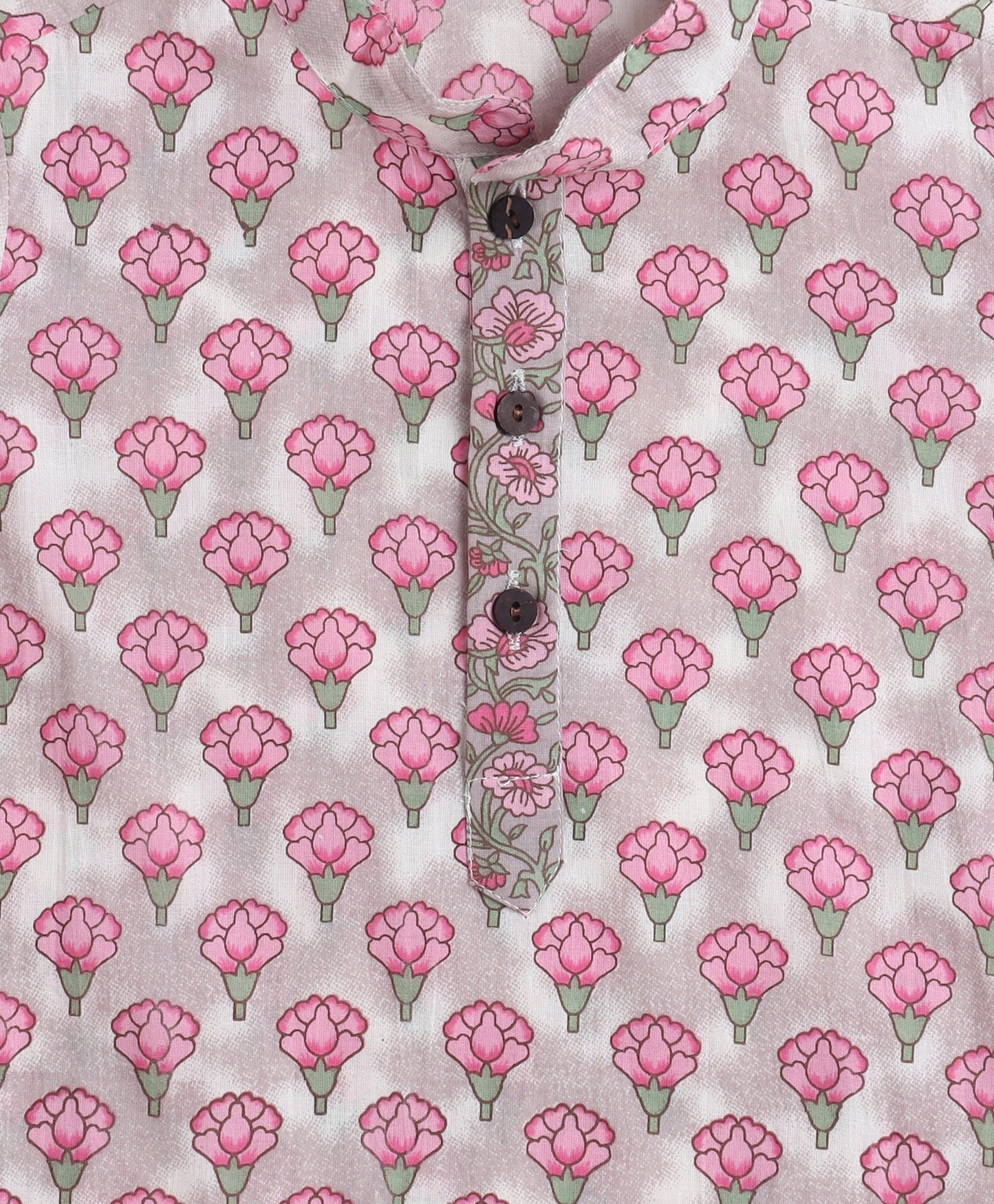 Cotton Woven Full Sleeves AII Over Printed Kurta and Dhoti Set- Pink