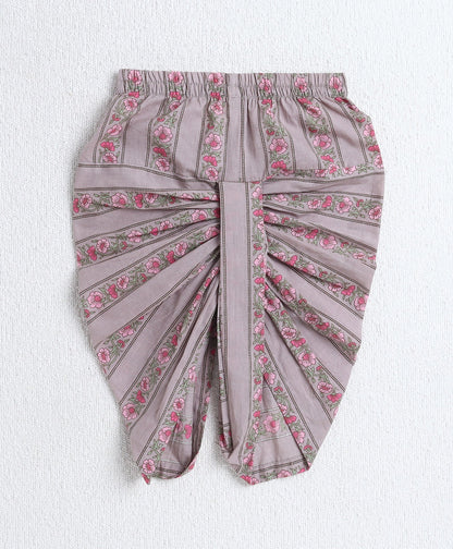 Cotton Woven Full Sleeves AII Over Printed Kurta and Dhoti Set- Pink