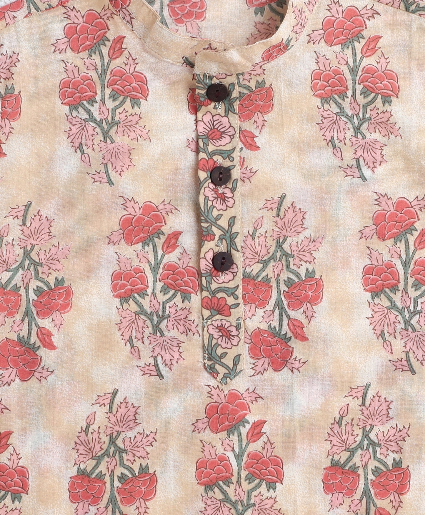 Cotton Woven Full Sleeves AII Over Printed Kurta and Dhoti Set- Peach