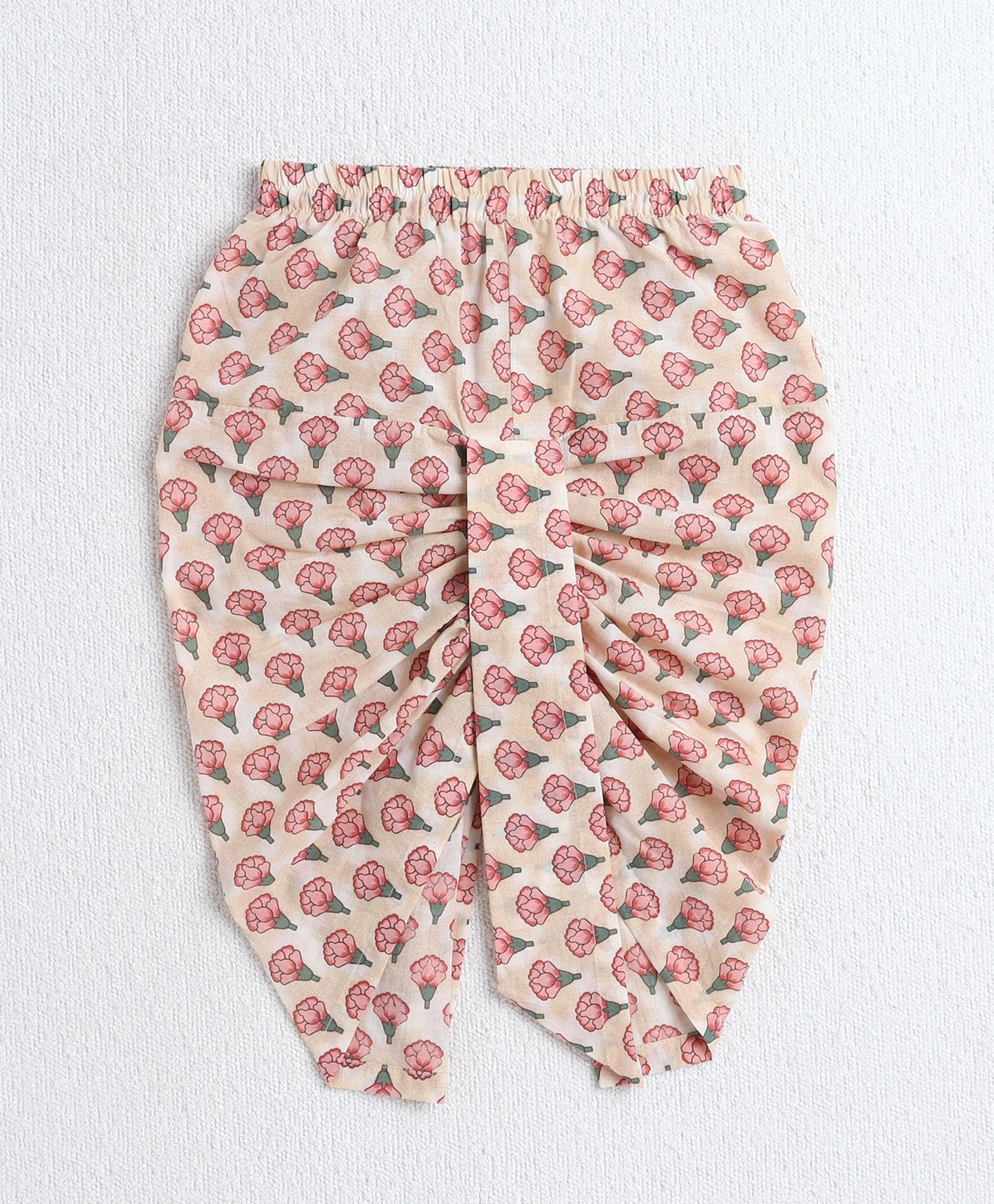 The Magic Wand Cotton Woven Full Sleeves AII Over Printed Kurta and Dhoti Set- Peach