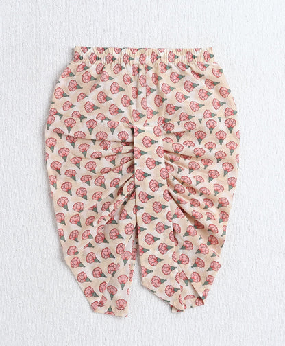 The Magic Wand Cotton Woven Full Sleeves AII Over Printed Kurta and Dhoti Set- Peach