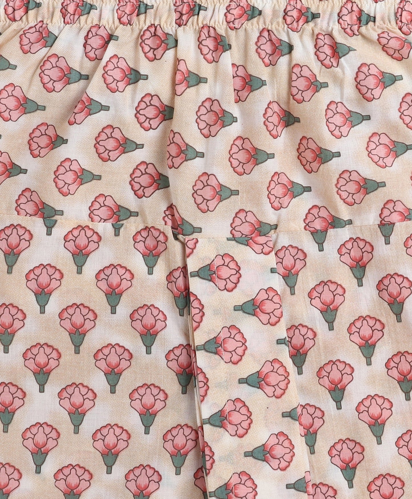 The Magic Wand Cotton Woven Full Sleeves AII Over Printed Kurta and Dhoti Set- Peach