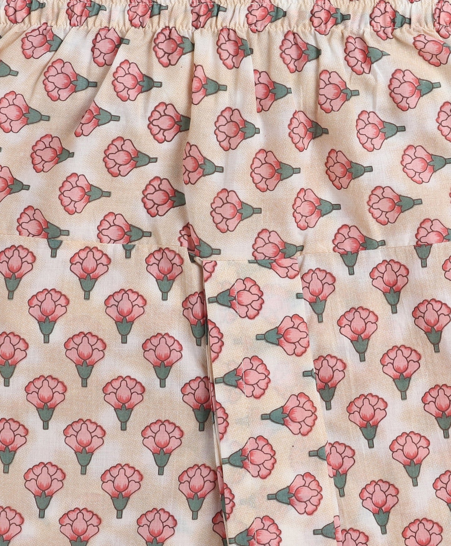 Cotton Woven Full Sleeves AII Over Printed Kurta and Dhoti Set- Peach