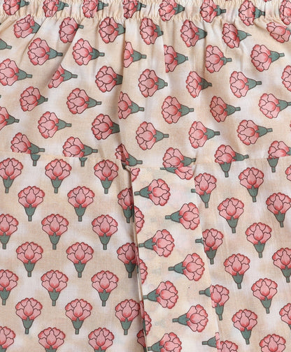 Cotton Woven Full Sleeves AII Over Printed Kurta and Dhoti Set- Peach
