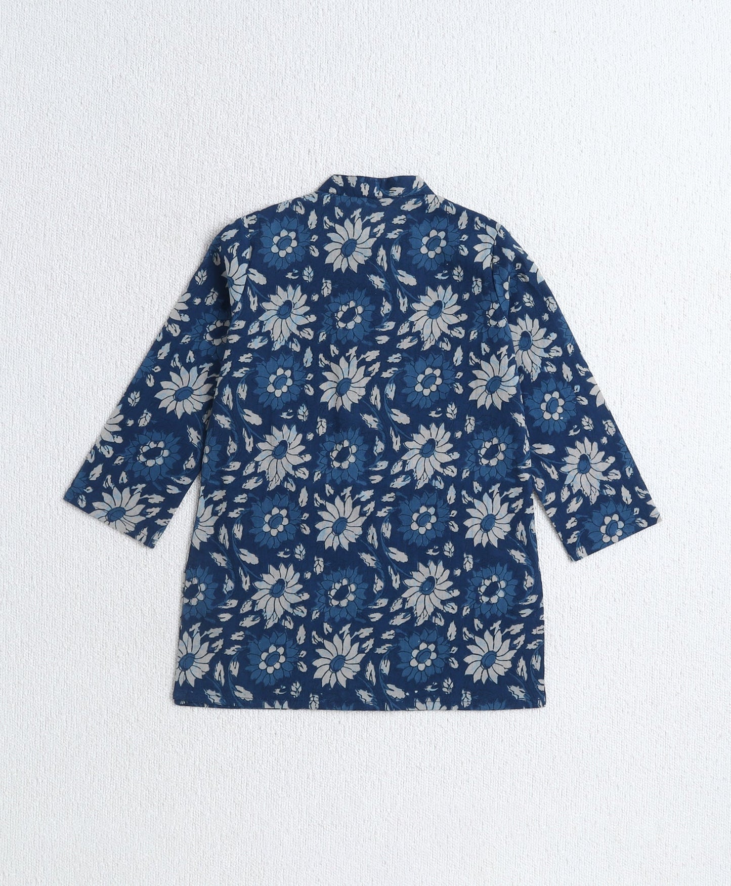 Cotton Woven Full Sleeves AII Over Printed Kurta and Dhoti Set- Navy Blue