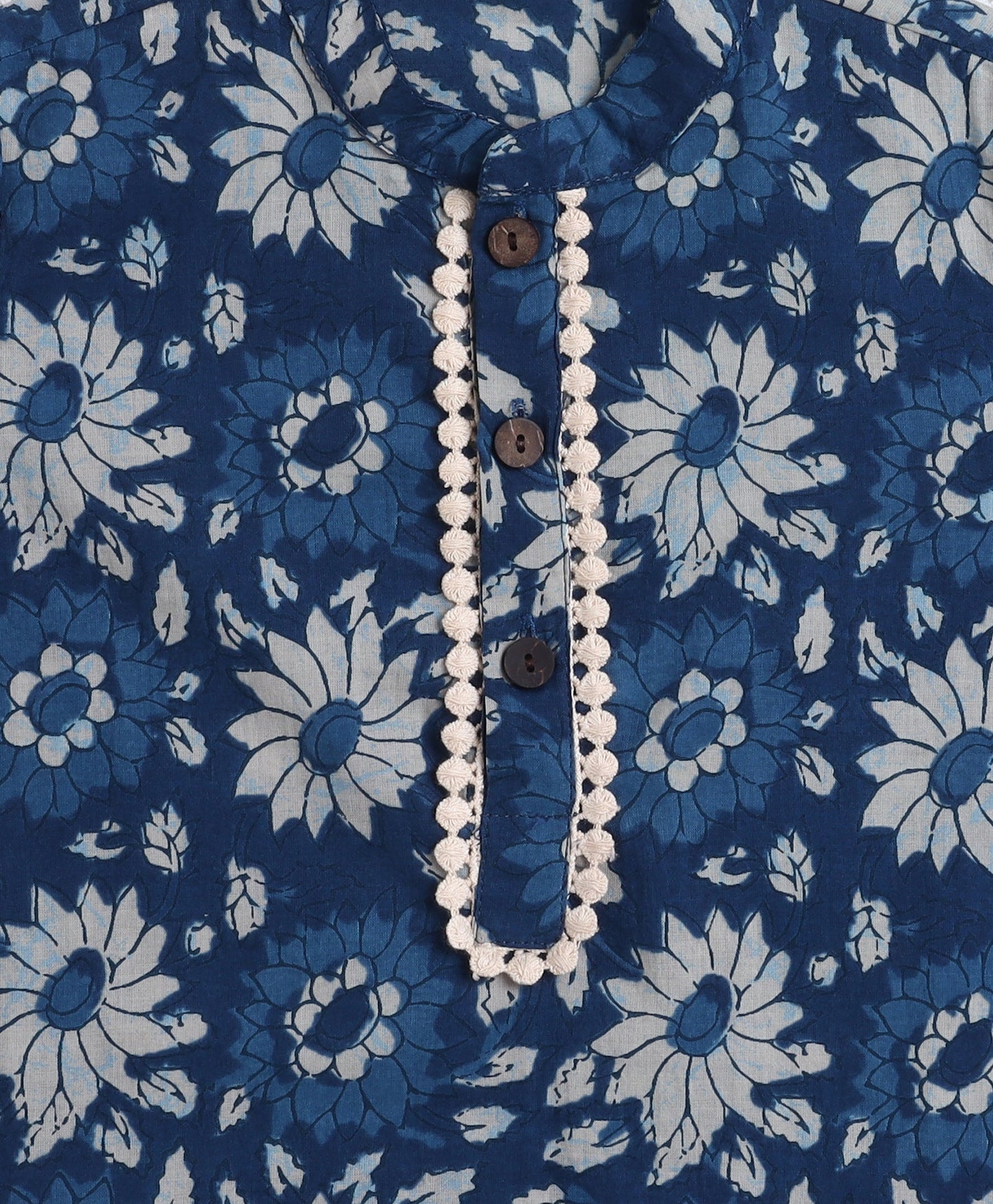 The Magic Wand Cotton Woven Full Sleeves AII Over Printed Kurta and Dhoti Set- Navy Blue