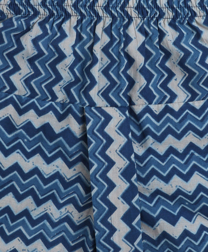 Cotton Woven Full Sleeves AII Over Printed Kurta and Dhoti Set- Navy Blue