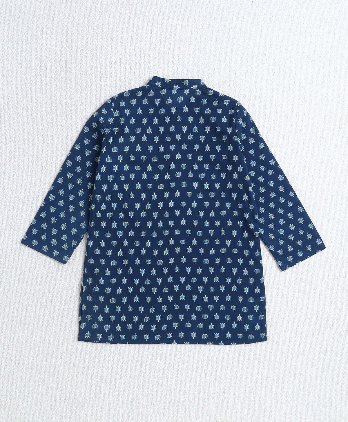 The Magic Wand Cotton Woven Full Sleeves Ethnic Buti Printed Kurta And Dhoti Set - Navy Blue