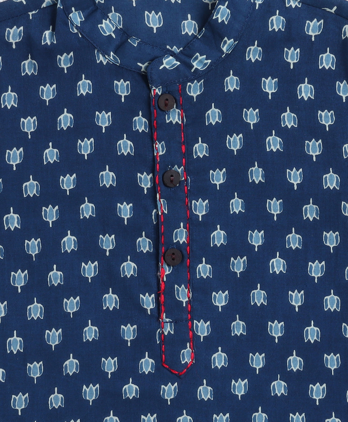 The Magic Wand Cotton Woven Full Sleeves Ethnic Buti Printed Kurta And Dhoti Set - Navy Blue
