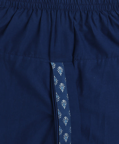 The Magic Wand Cotton Woven Full Sleeves AII Over Printed Dhoti Kurta Set For Boys- Navy Blue