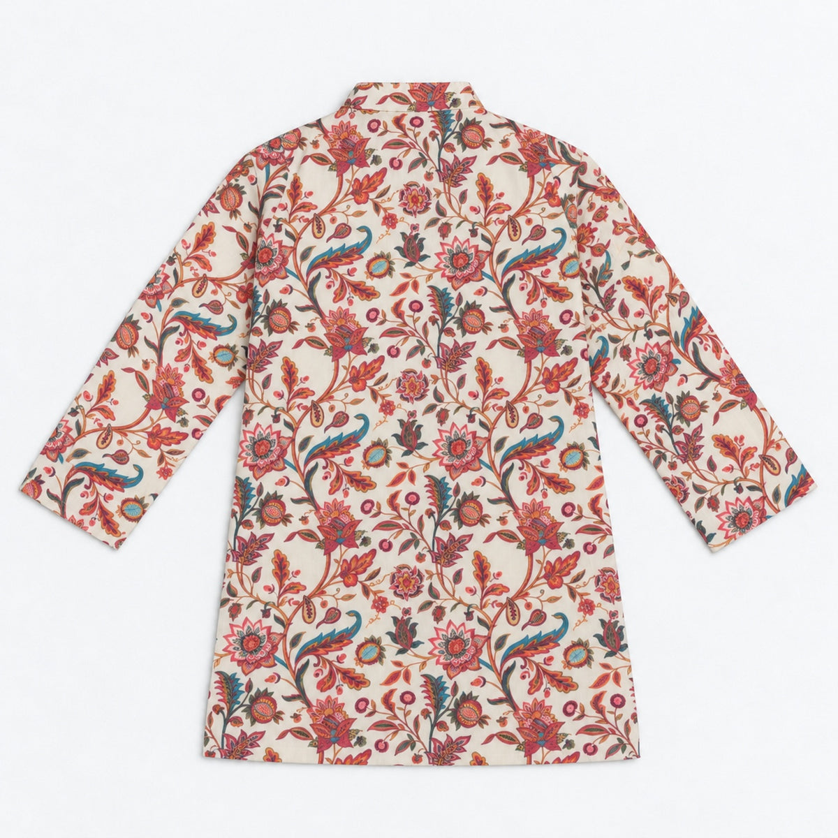 The Magic Wand Woven Full Sleeves Floral Printed Bandgala Kurta And Pant Set - Off White