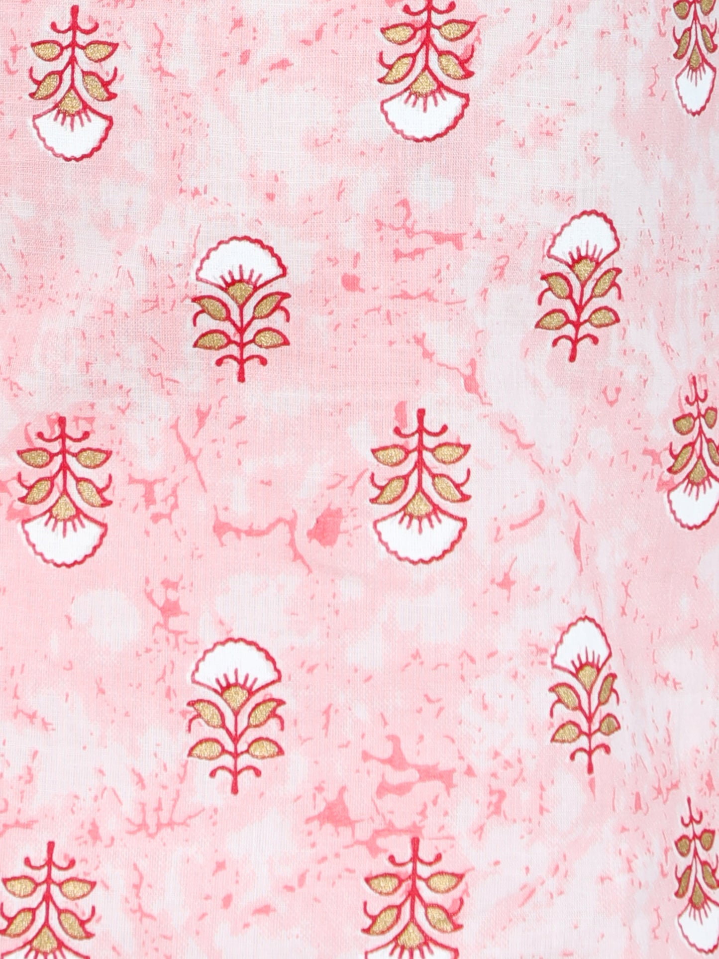 Floral Printed Full Sleeves Mandarin Collar Kurta Pyjama Set-Pink