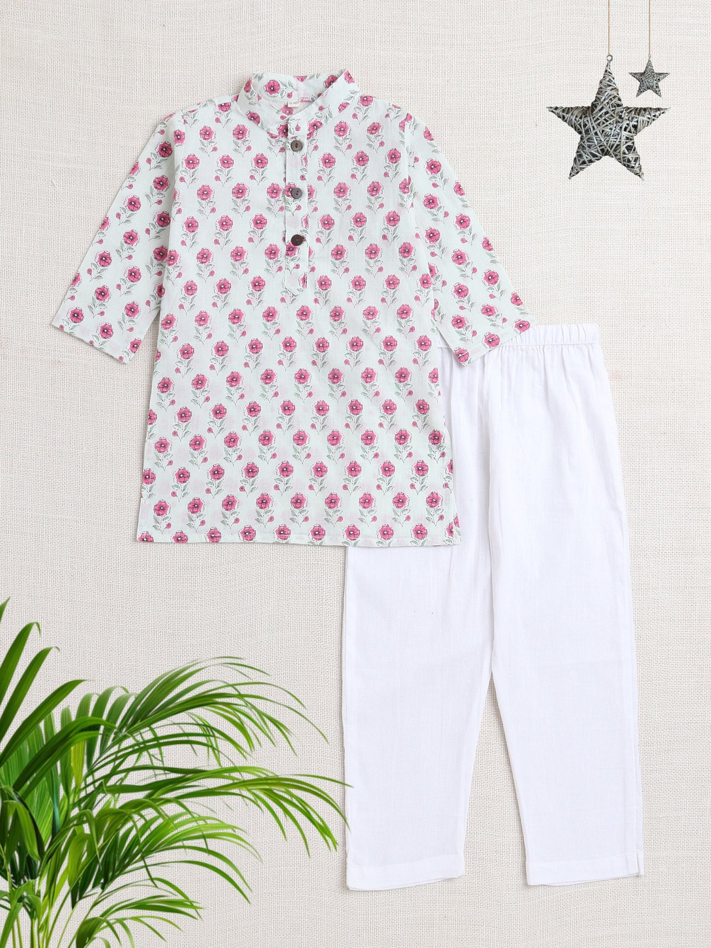Full Sleeves Floral Printed Kurta Set-Pink