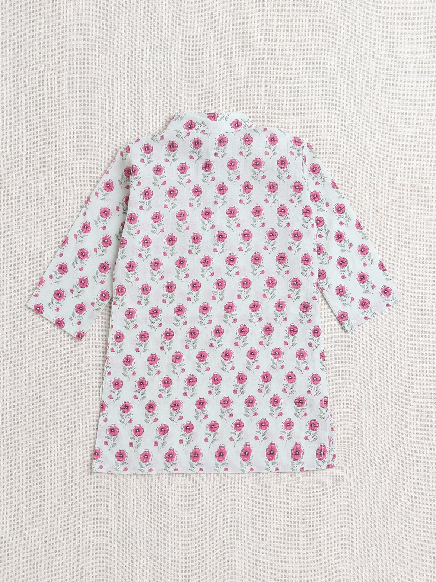 Full Sleeves Floral Printed Kurta Set-Pink