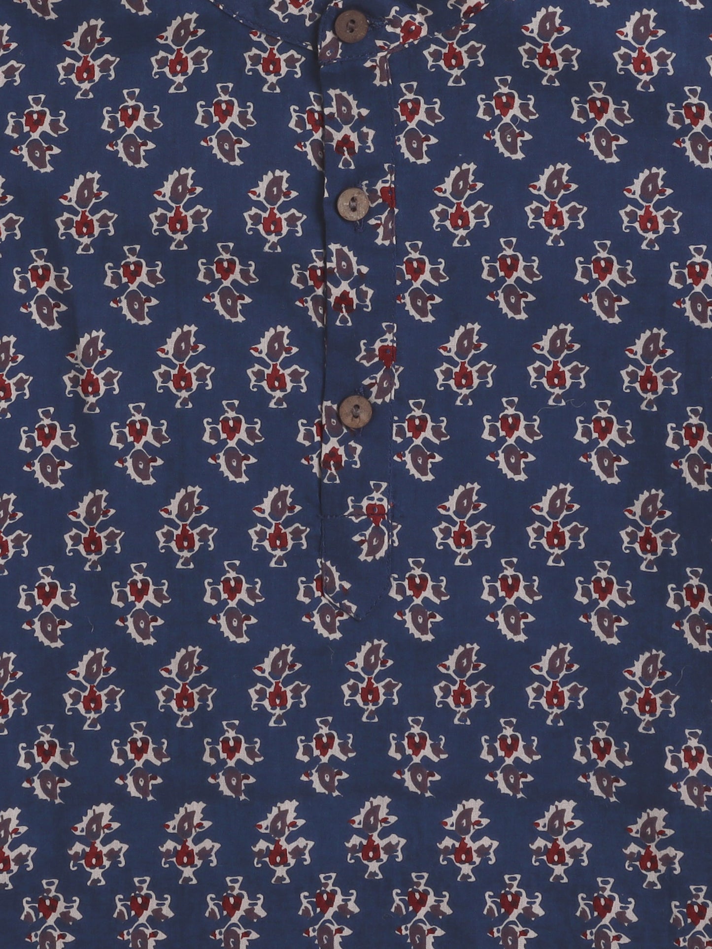 Full Sleeves Floral Print Dhoti Kurta Set-Navy Blue