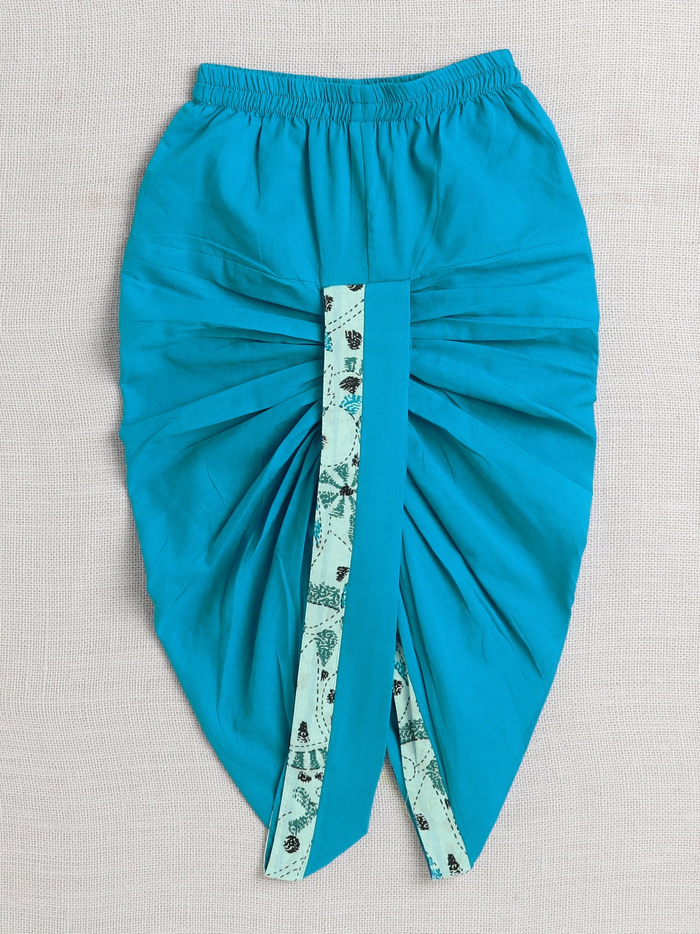 Full Sleeves Floral Print Dhoti Kurta Set- Blue