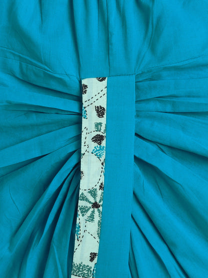 Full Sleeves Floral Print Dhoti Kurta Set- Blue