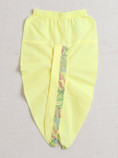 Full Sleeves Floral Print Dhoti Kurta Set- Yellow