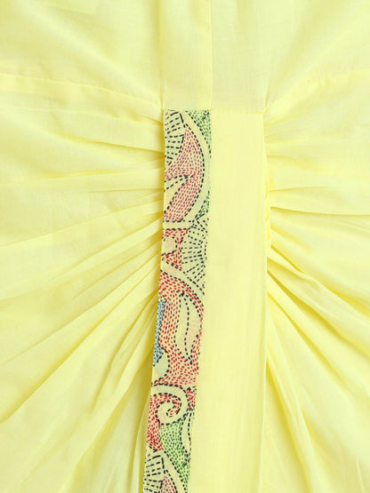 Full Sleeves Floral Print Dhoti Kurta Set- Yellow