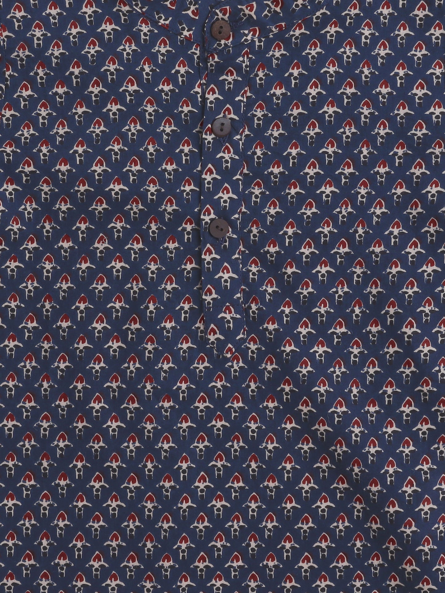 Full Sleeves Floral Print Dhoti Kurta Set- Navy Blue