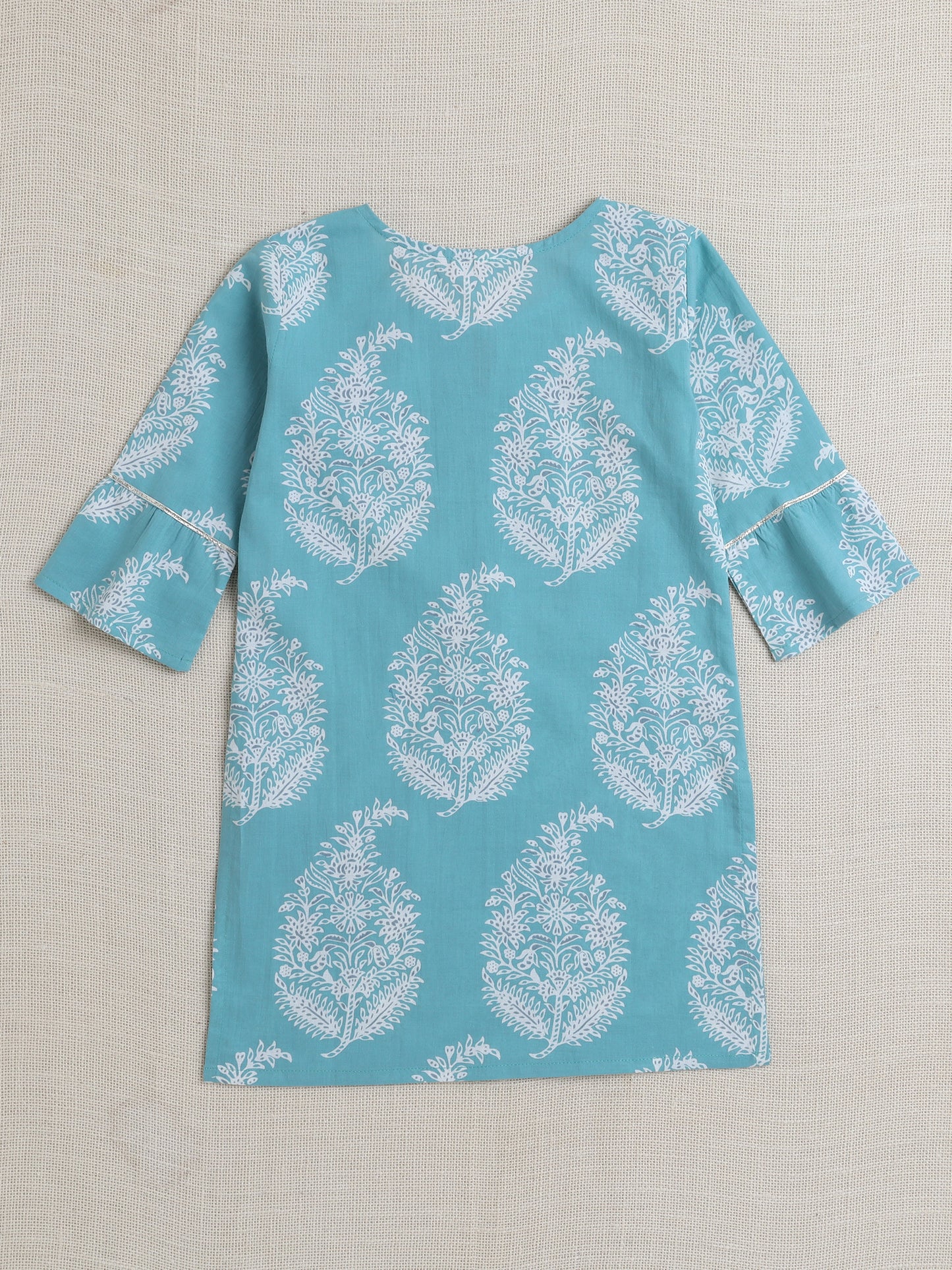 Full Sleeves Floral Print Kurta set- Mint