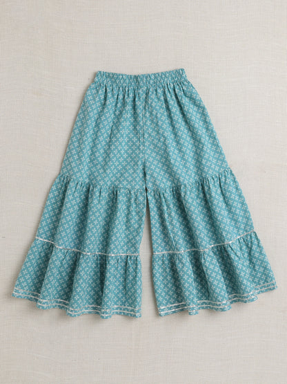 Full Sleeves Floral Print Kurta set- Mint