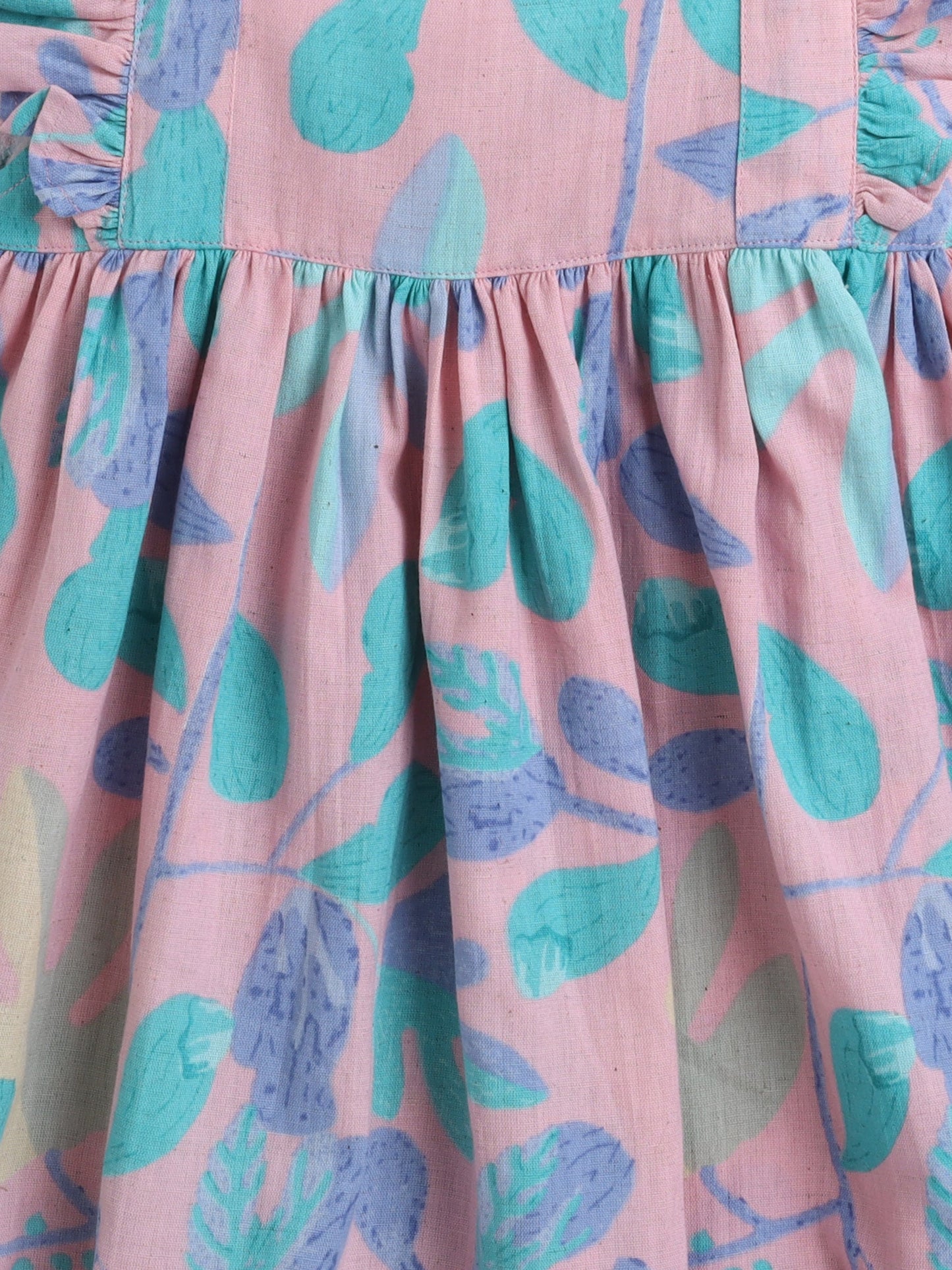 The Magic Wand Cotton Frill Sleeve Floral Printed Dress - Pink