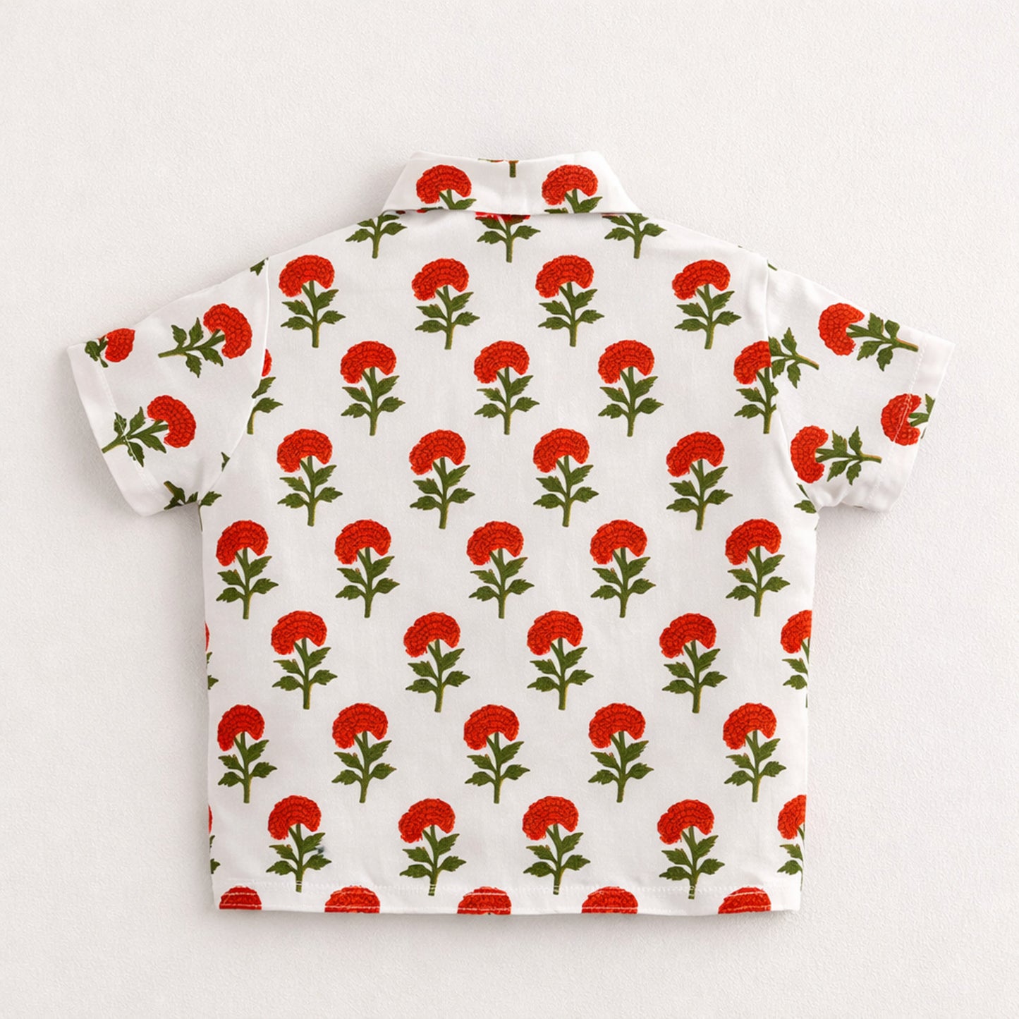 The Magic Wand Cotton Woven Half Sleeves Floral Printed Shirt And Stripes Harem Pant Set - Orange