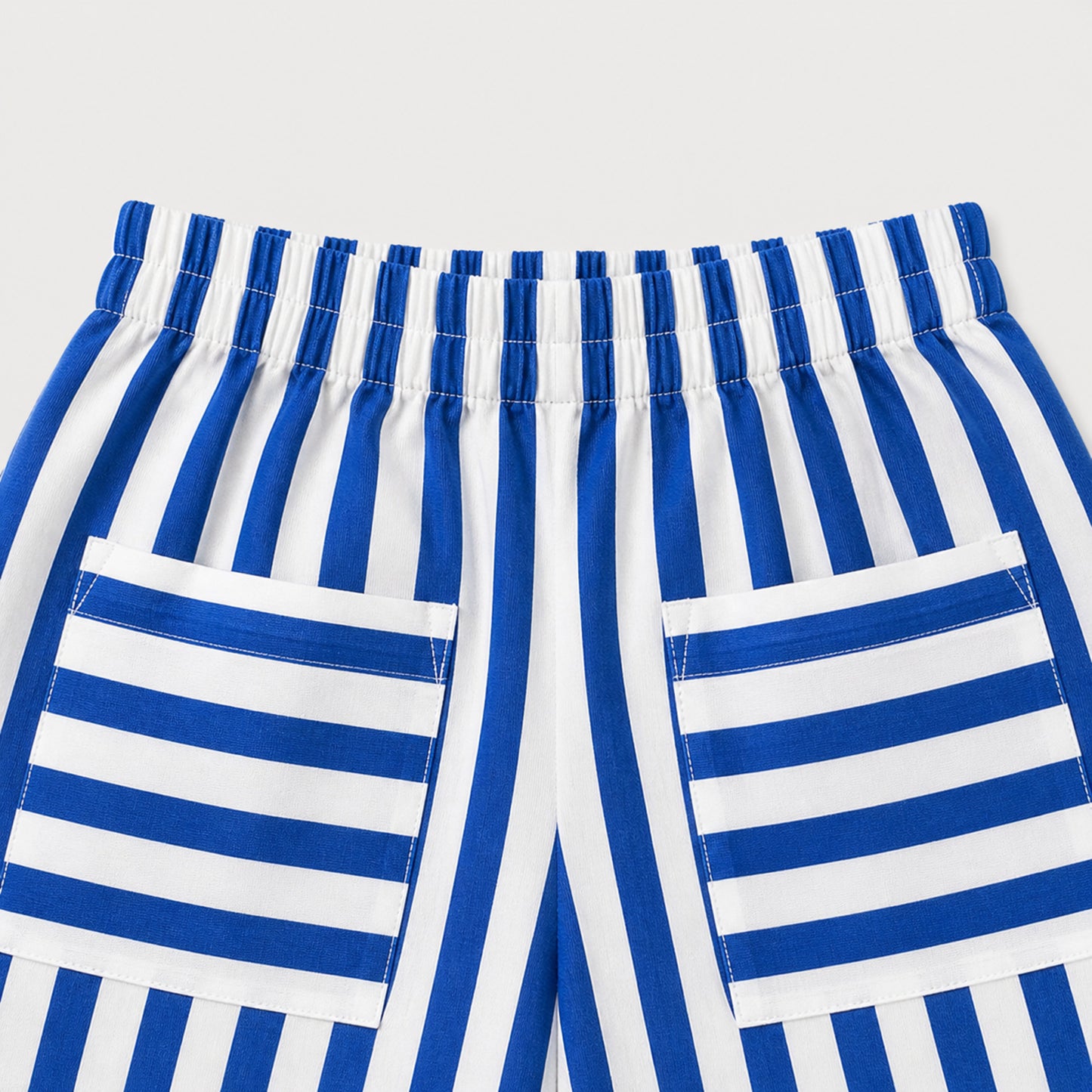 The Magic Wand Cotton Woven Floral Printed Shirt And Stripes Shorts With Patch Pockets - Blue