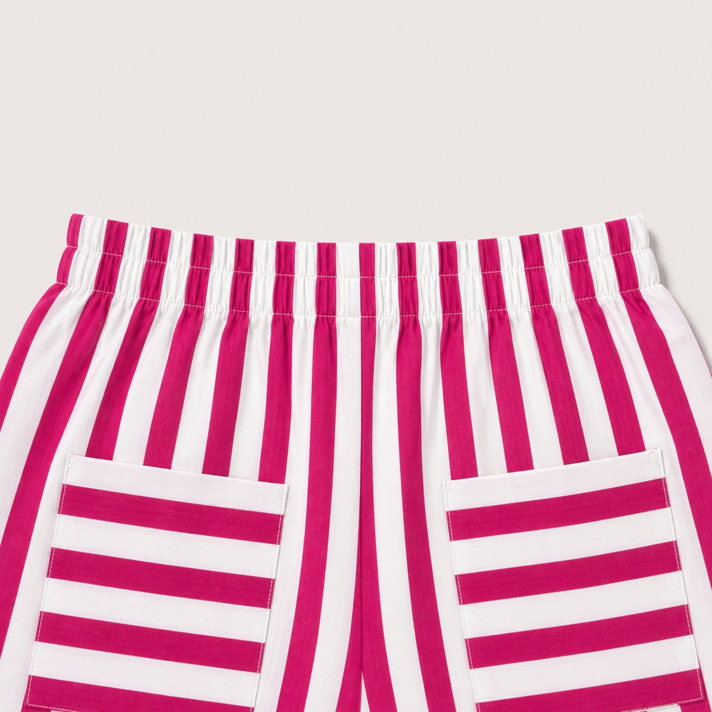The Magic Wand Cotton Woven Floral Printed Shirt And Stripes Shorts With Patch Pockets - Fuchsia