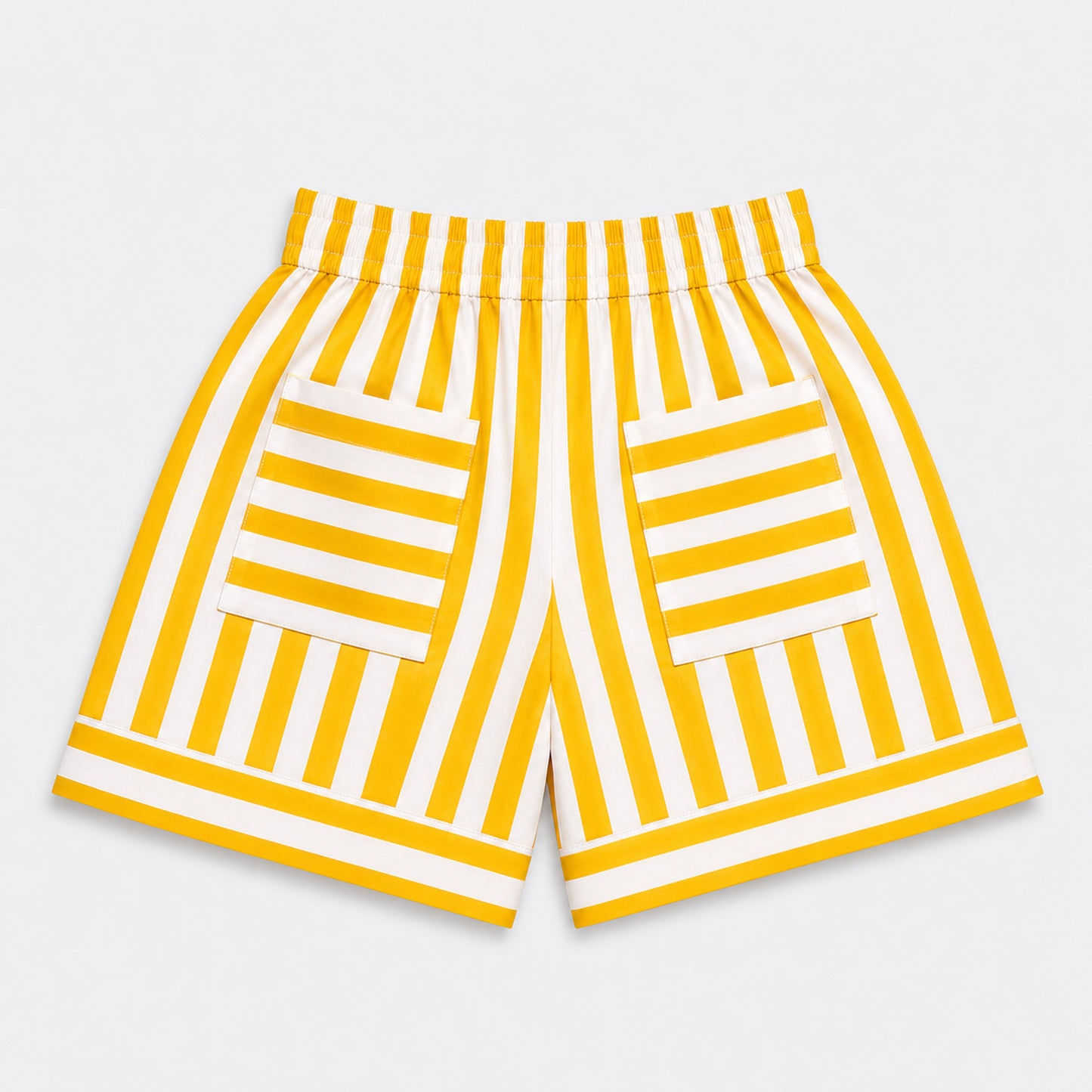 The Magic Wand Cambric Cotton Woven Floral Printed Shirt And Stripes Shorts With Patch Pockets - Yellow