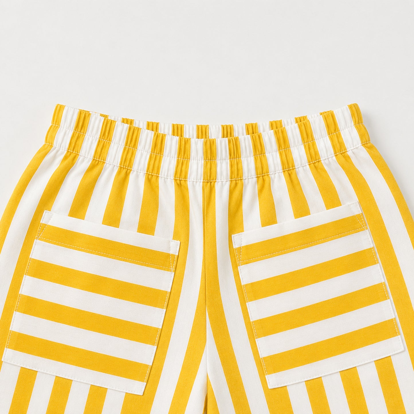 The Magic Wand Cambric Cotton Woven Floral Printed Shirt And Stripes Shorts With Patch Pockets - Yellow