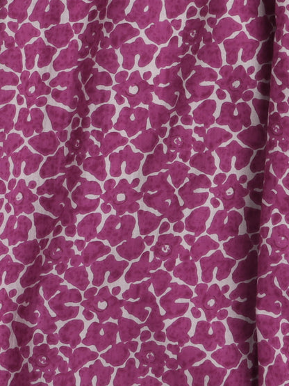 Half Sleeves Ethnic  Floral Motif Printed & Gota Lace Embellished  Kurta With Harem  Pant Set - Magenta Pink
