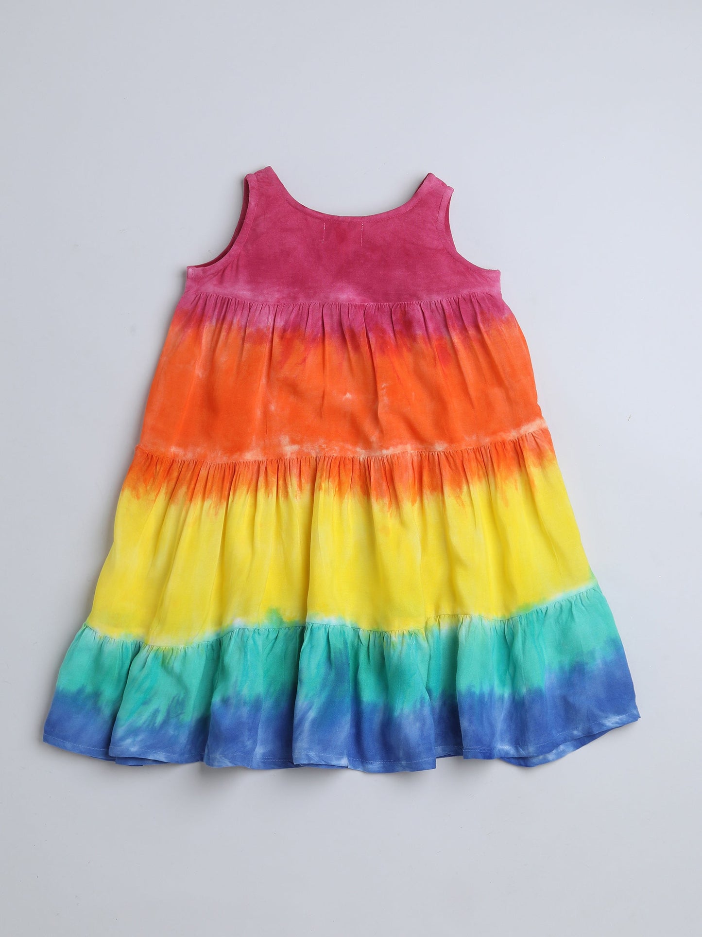The Magic Wand Sleeveless Tie and Dye Tiered Dress-Multi Colour