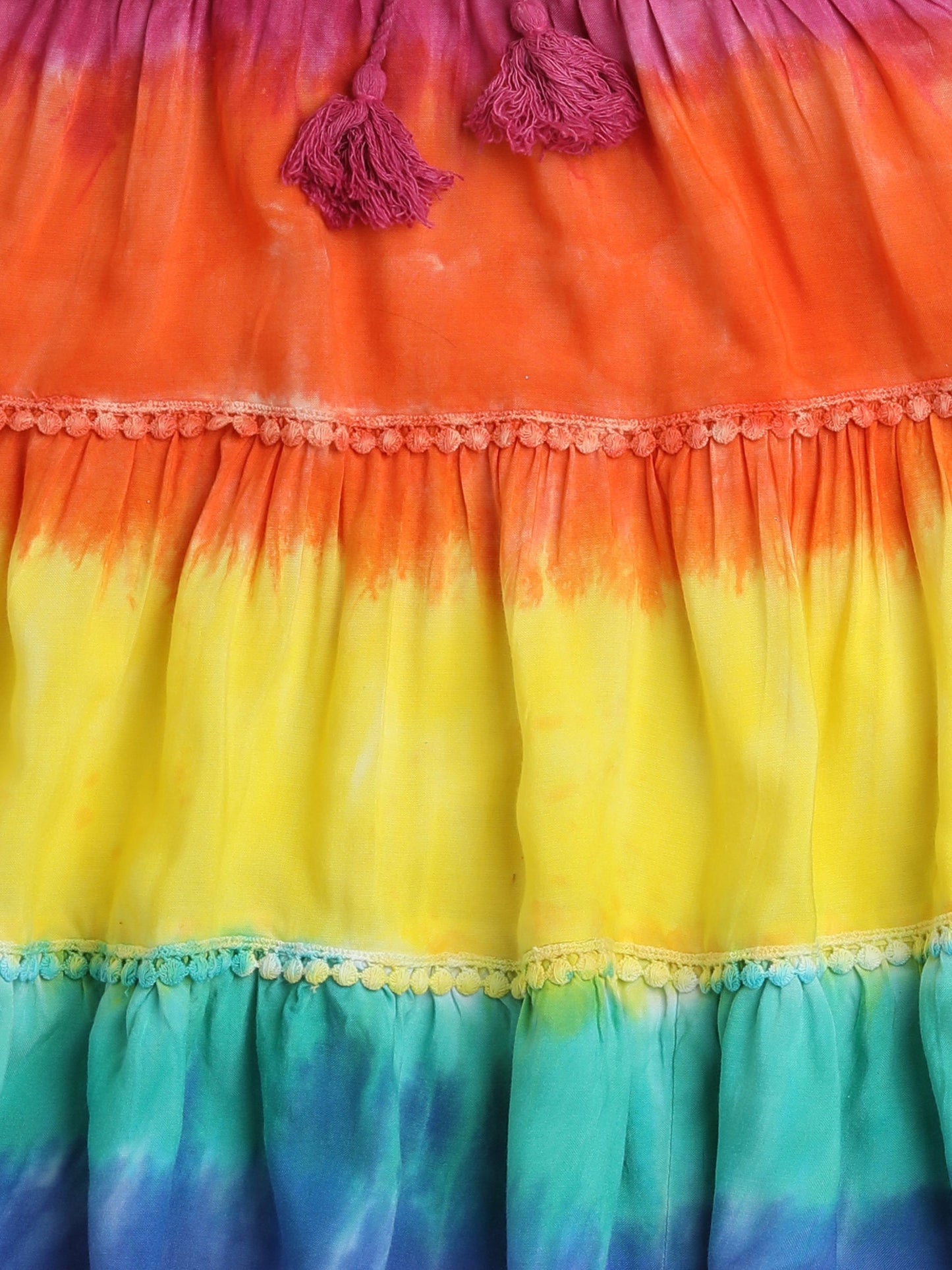 The Magic Wand Sleeveless Tie and Dye Tiered Dress-Multi Colour