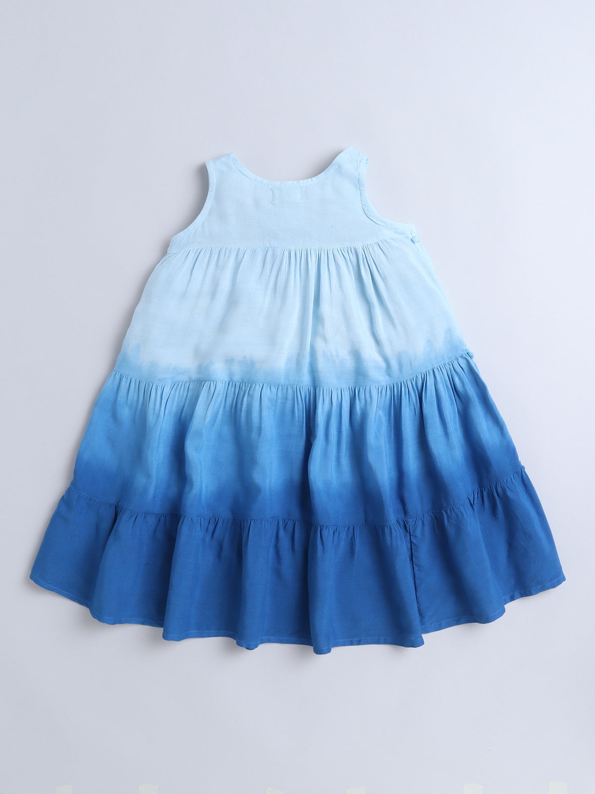 The Magic Wand Sleeveless Tie and Dye Tiered Dress-Blue