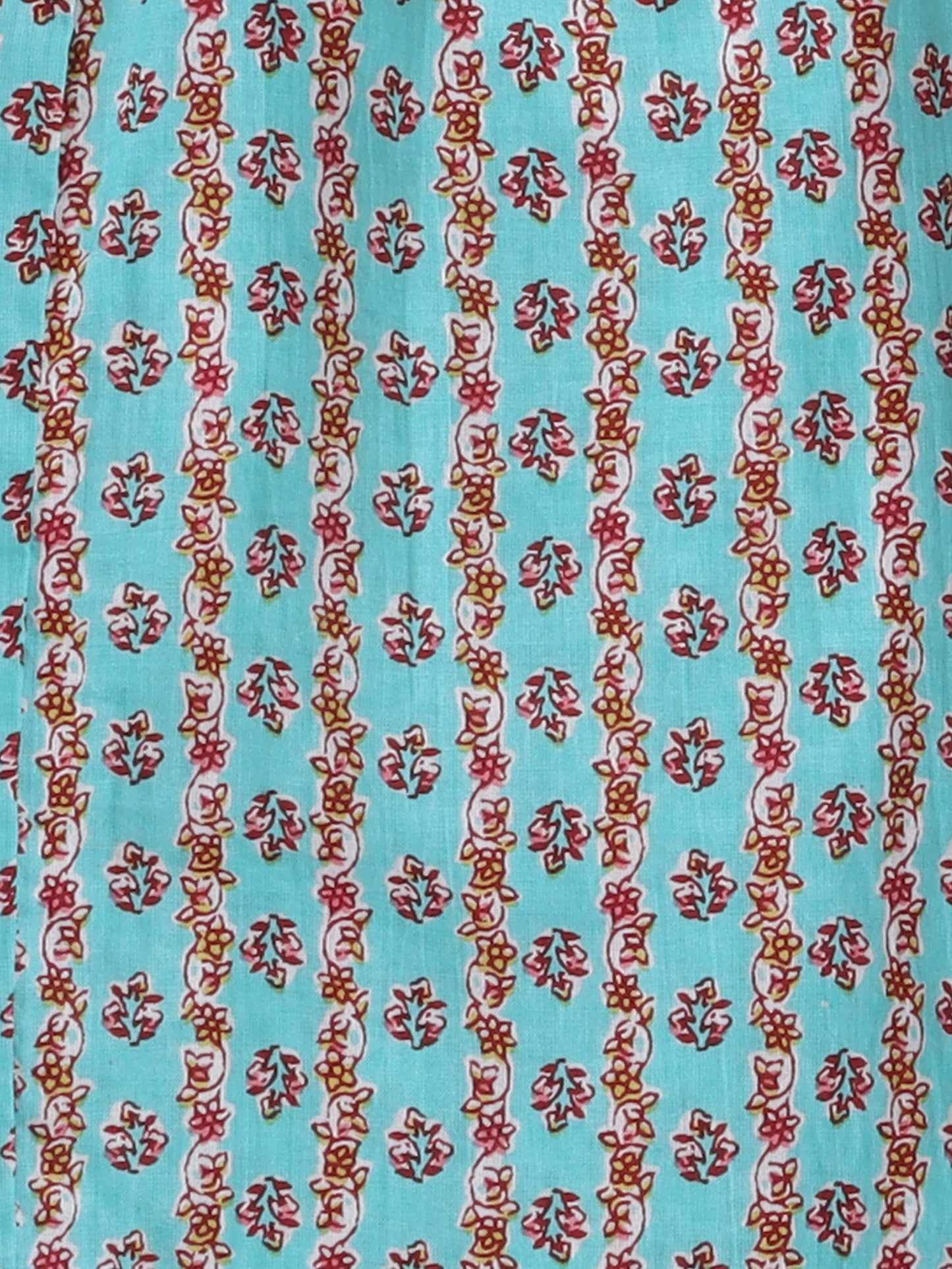 Three Fourth Sleeves Floral Printed  Kurta & Pant Set -Blue