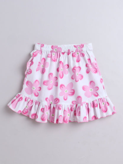 The Magic Wand Floral Printed Sleeveless Top & Flared Skirt Pink