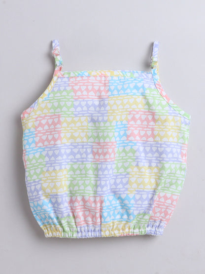 The Magic Wand All Over Printed Strappy Top & Pant set For Girls - Multicolor