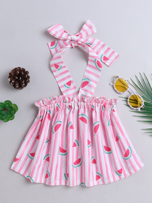 The Magic Wand Watermelon Printed Halter Neck Top -Pink