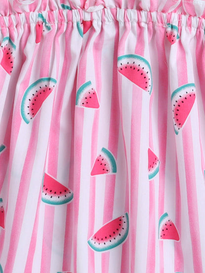 The Magic Wand Watermelon Printed Halter Neck Top -Pink