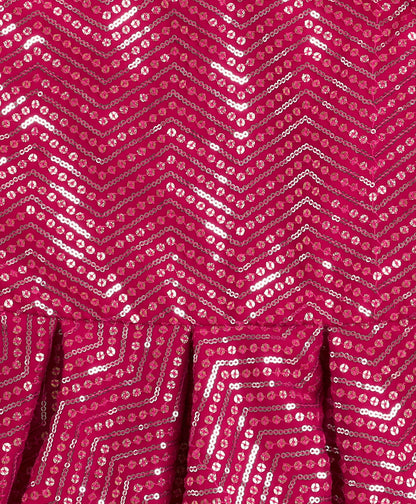 The Magic Wand Woven Sleeveless Sequins Embellished Top and Lehenga Set - Fuchsia