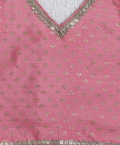 The Magic Wand Woven Sleevesless Ombre Dyed Foil Lehenga & Choli with Dupatta - Pink