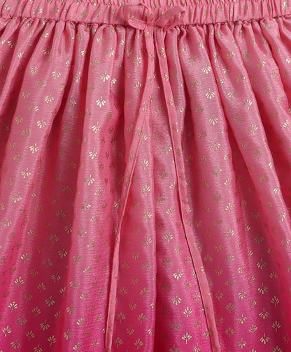 The Magic Wand Woven Sleevesless Ombre Dyed Foil Lehenga & Choli with Dupatta - Pink