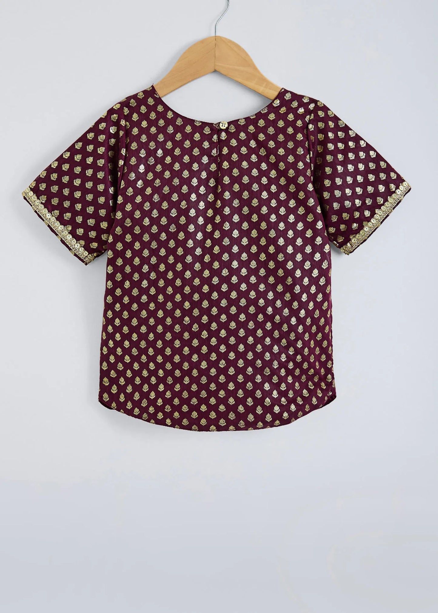 The Magic Wand Woven Ethnic Motif Printed Lace Kurta And Palazzo Set - Maroon