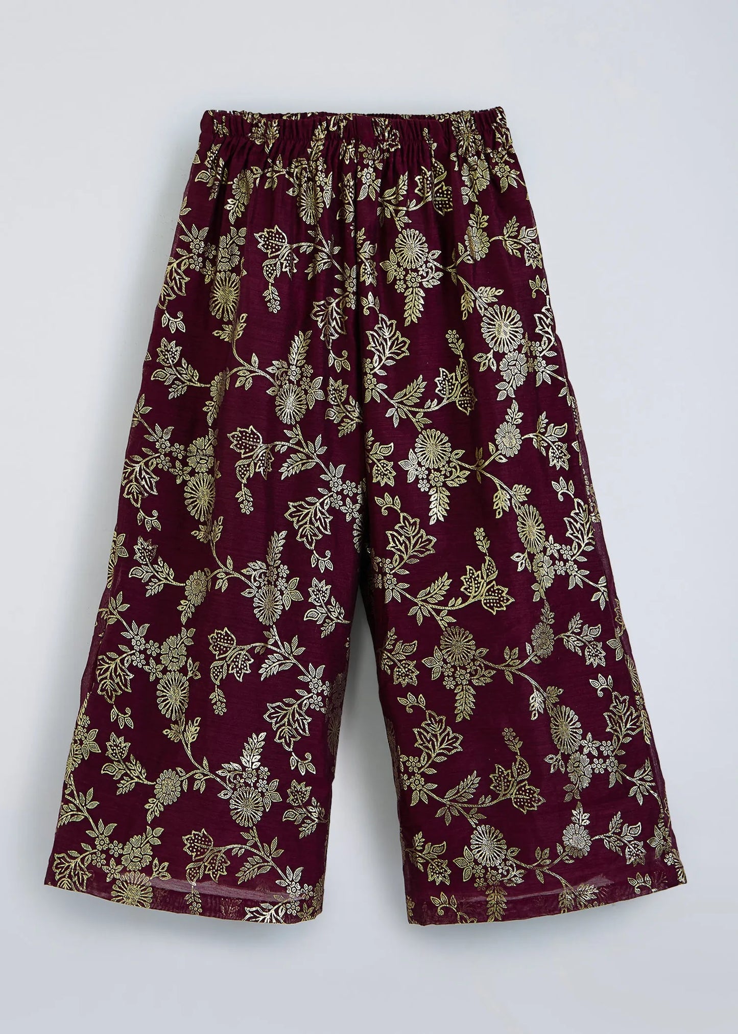 The Magic Wand Woven Ethnic Motif Printed Lace Kurta And Palazzo Set - Maroon