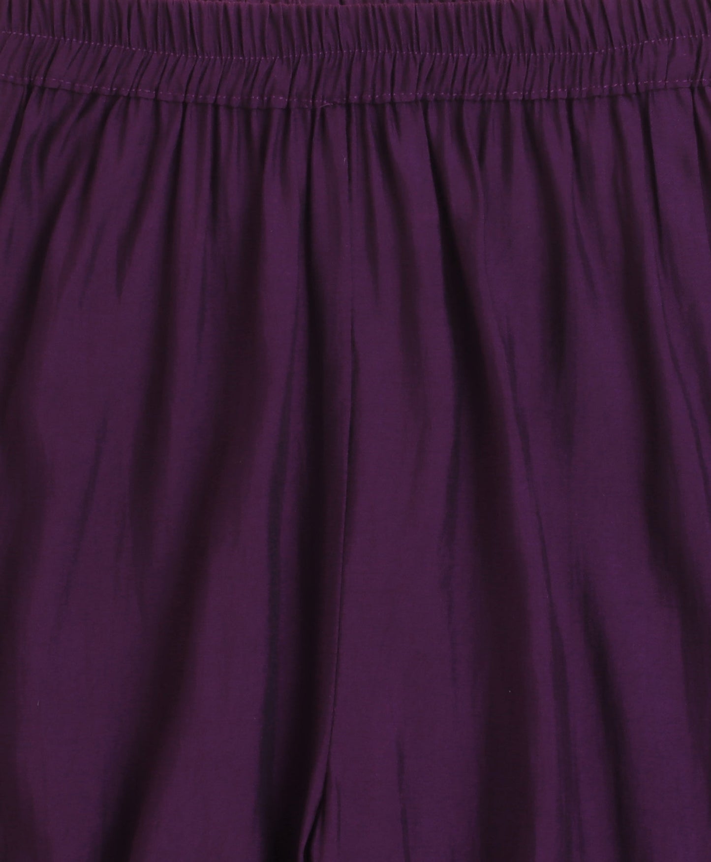 The Magic Wand Cambric Cotton Three Fourth Sleeves Solid Gota Lace Kurta and Bottom Set- Violet